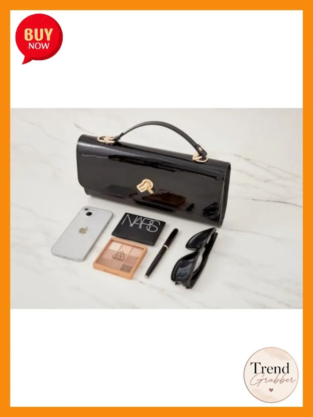 Metallic PU Leather Evening Clutch Bag Square Box Purse with Chain Strap